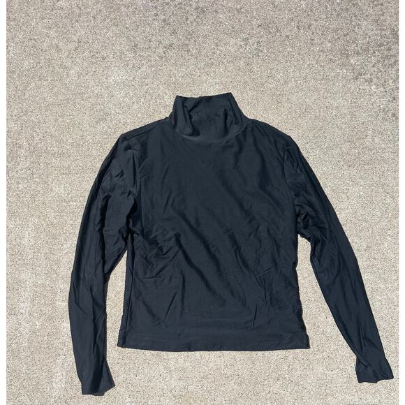 New Wild Fable Top Women Size Medium Black Mock Neck Long Sleeve Athletic Shirt - Picture 1 of 5